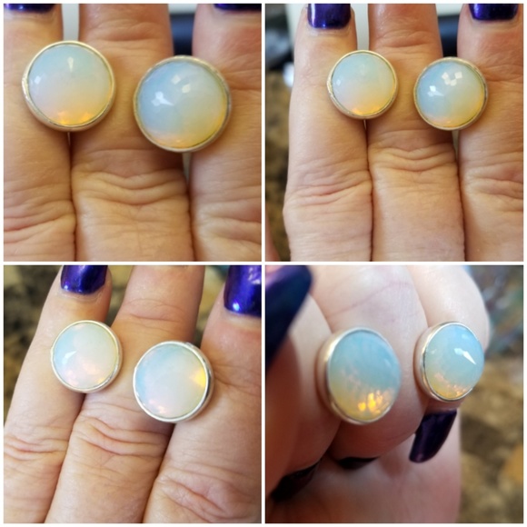 Genuine Milky Opalite Gemstone Cufflinks - Picture 2 of 3